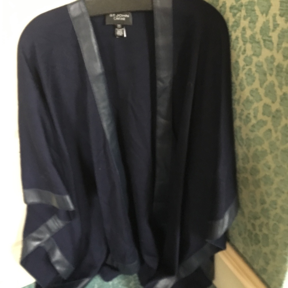 Wool and leather trimmed poncho never worn